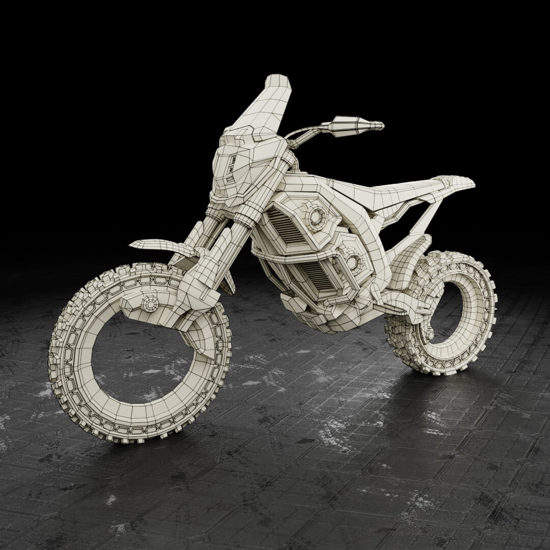 Sci-Fi Space Dirt Bike Wireframe